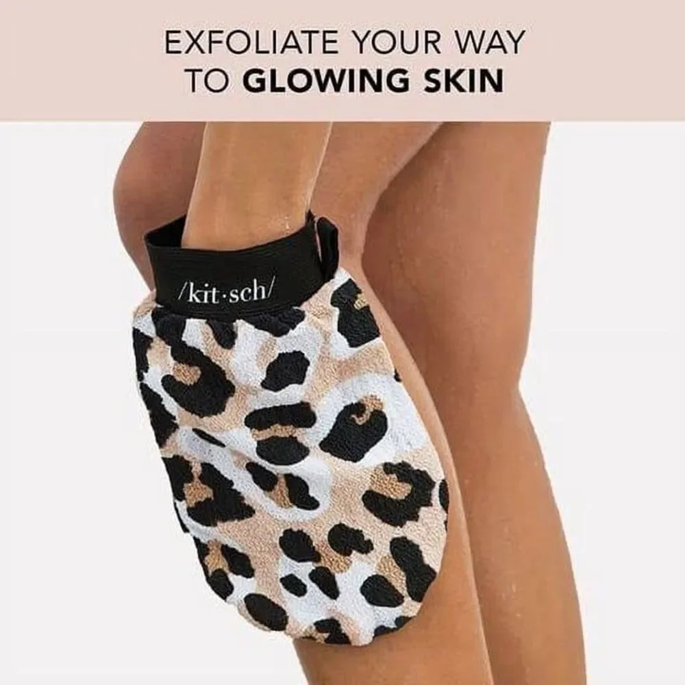 Kitsch Eco Friendly Exfoliating Body Glove Mitten Leopard Print